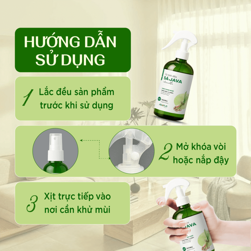 Hướng Dẫn Sử Dụng Tinh Dầu Xịt Thơm Sả Java
