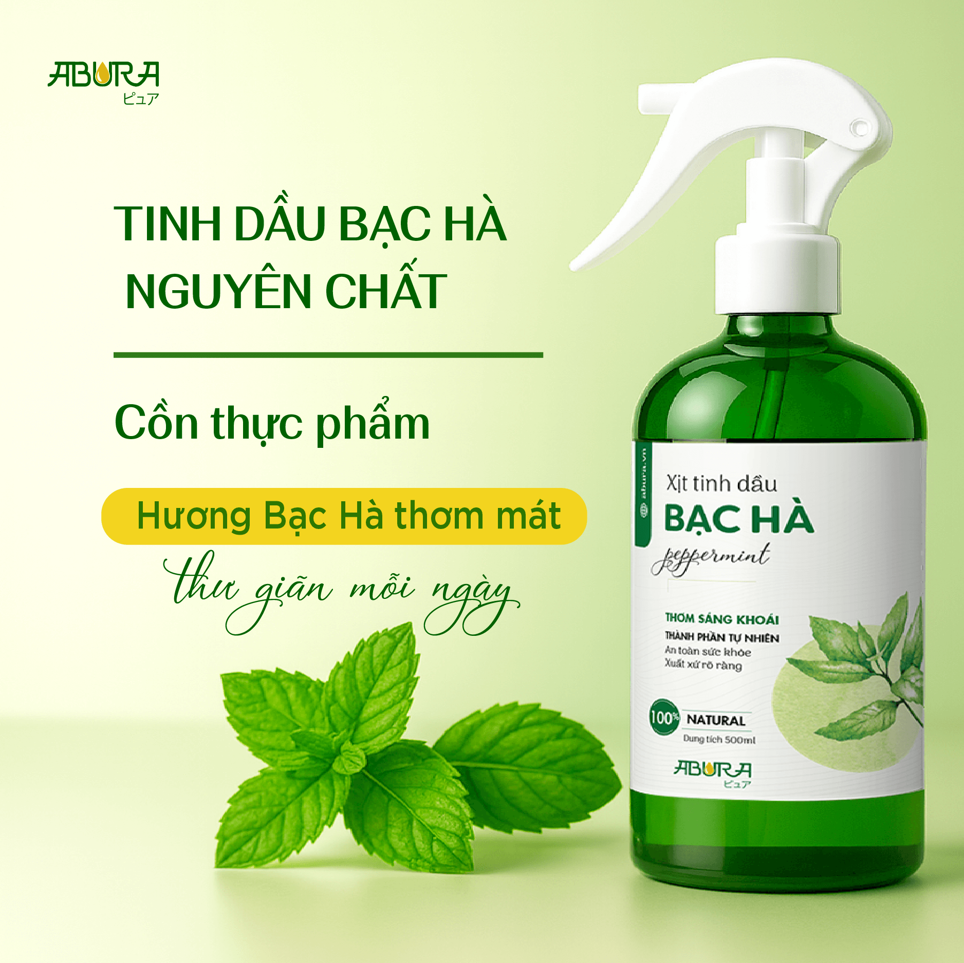 Thành phần của tinh dầu xịt thơm Bạc Hà ABURA Thành phần của tinh dầu xịt thơm Bạc Hà ABURA