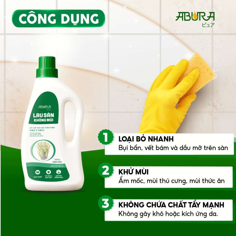 Công dụng của nước lau sàn hương Sả Java ABURA