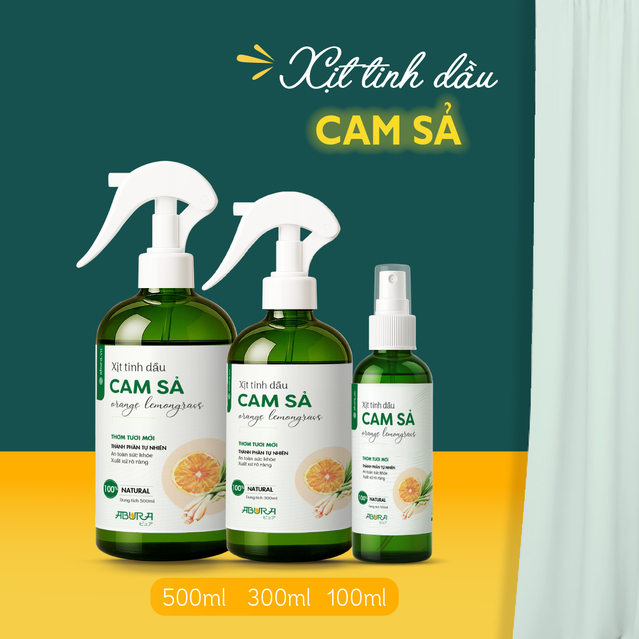 Tinh dầu xịt thơm Cam Sả ABURA