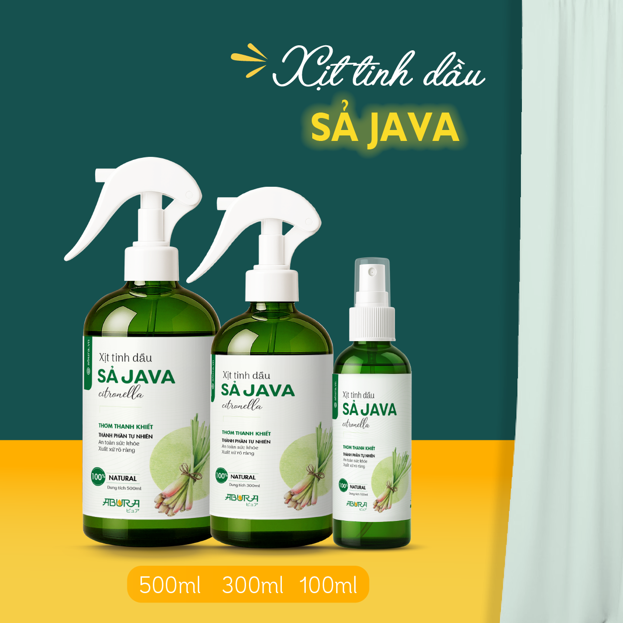 Tinh Dầu Xịt Thơm Sả Java ABURA