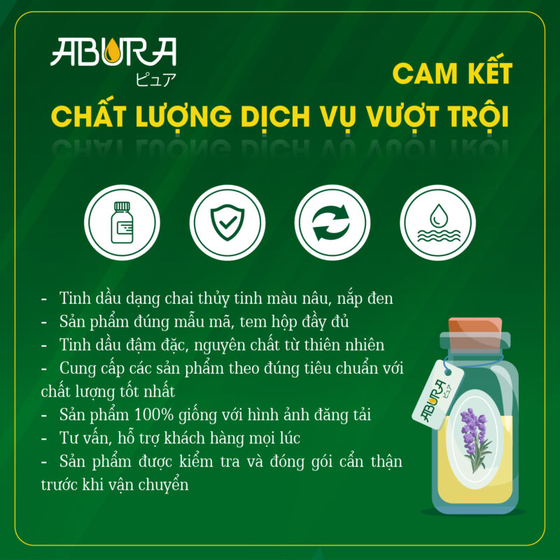 Cam kết của ABURA về tinh dầu nguyên chất sả chanh