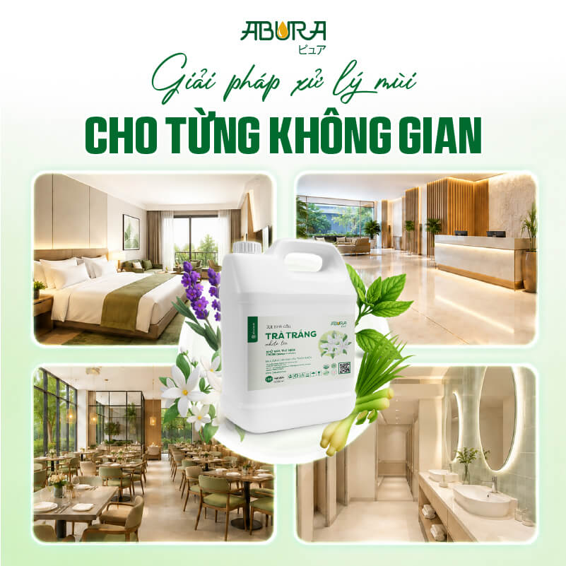Các mùi tinh dầu ABURA phù hợp cho khách sạn, nhà hàng và khu vực cần xử lý mùi thường xuyên.