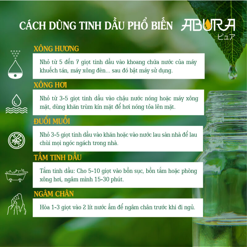 Cách sử dụng tinh dầu nguyên chất sả chanh