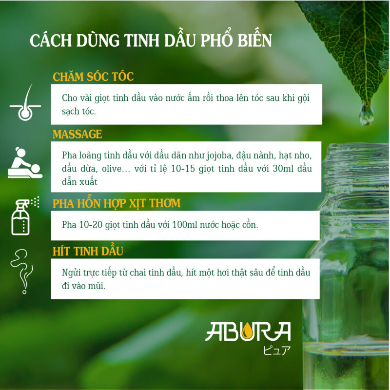 Cách sử dụng tinh dầu nguyên chất sả chanh