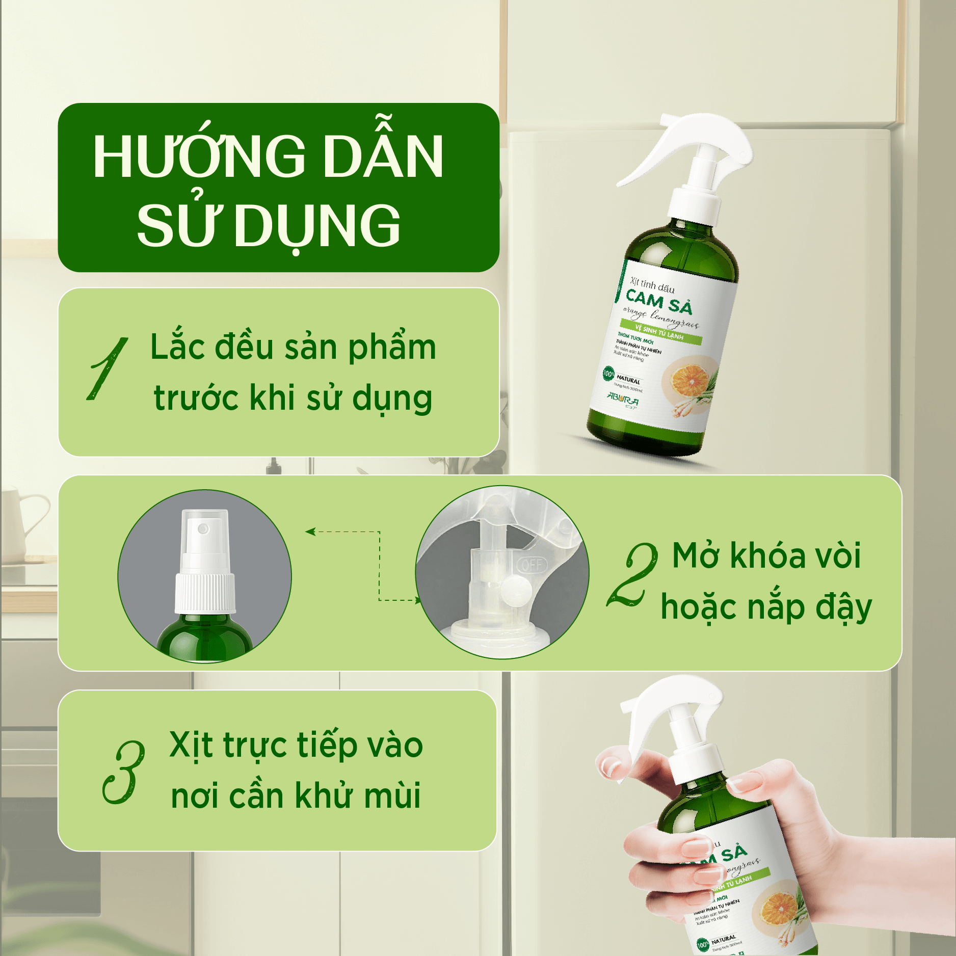 Cách Sử Dụng Chai Xịt Tinh Dầu Vệ Sinh Tủ Lạnh ABURA Cách Sử Dụng Chai Xịt Tinh Dầu Vệ Sinh Tủ Lạnh ABURA