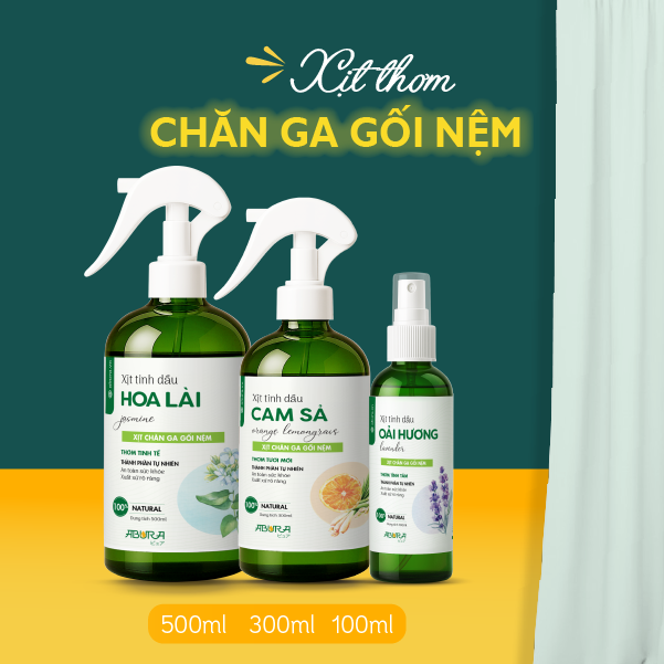 Chai Xịt Thơm Chăn Ga Gối Nệm ABURA – Khử Mùi, Khử Khuẩn Từ Thiên Nhiên