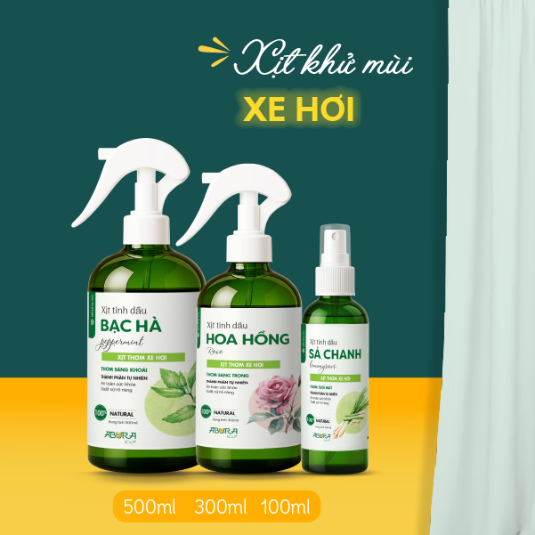 Bình Xịt Tinh Dầu Khử Mùi Xe Ô Tô ABURA 100ml/300ml/500ml Vệ Sinh, Khử Mùi Say Xe, Giữ Xe Hơi Thơm Mới