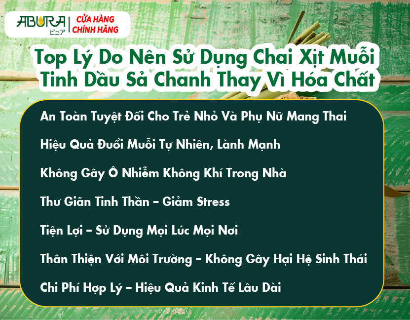 Top Lý Do Nên Sử Dụng Chai Xịt Muỗi Tinh Dầu Sả Chanh Thay Vì Hóa Chất
