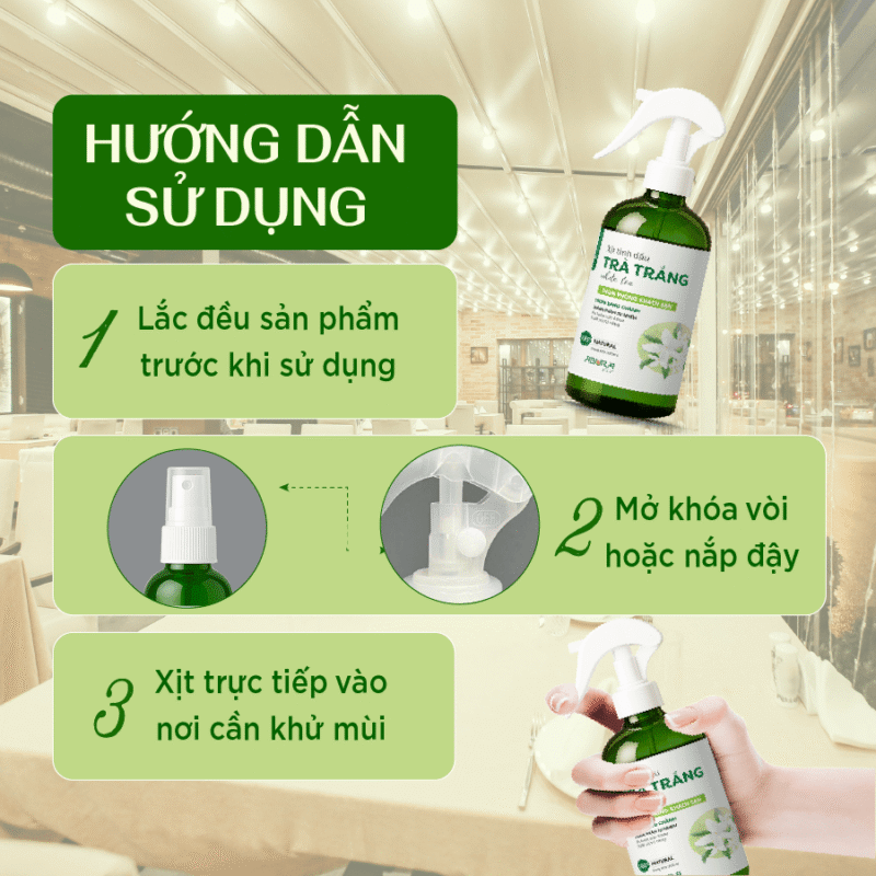 Hướng dẫn sử dụng sản phẩm Xịt Tinh Dầu Khử Mùi Phòng Khách Sạn