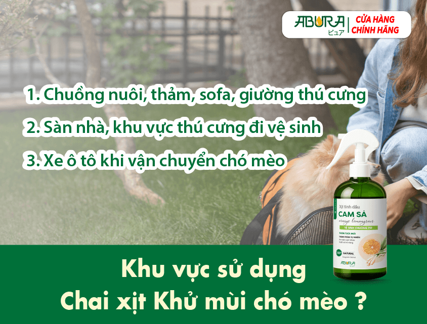 Khu vực sử dụng Chai Xịt Khử Mùi Chó Mèo