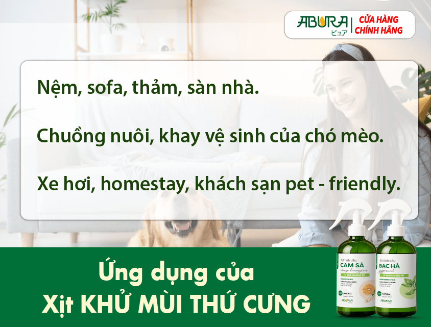 Khu vực sử dụng Xịt Khử Mùi Thú Cưng
