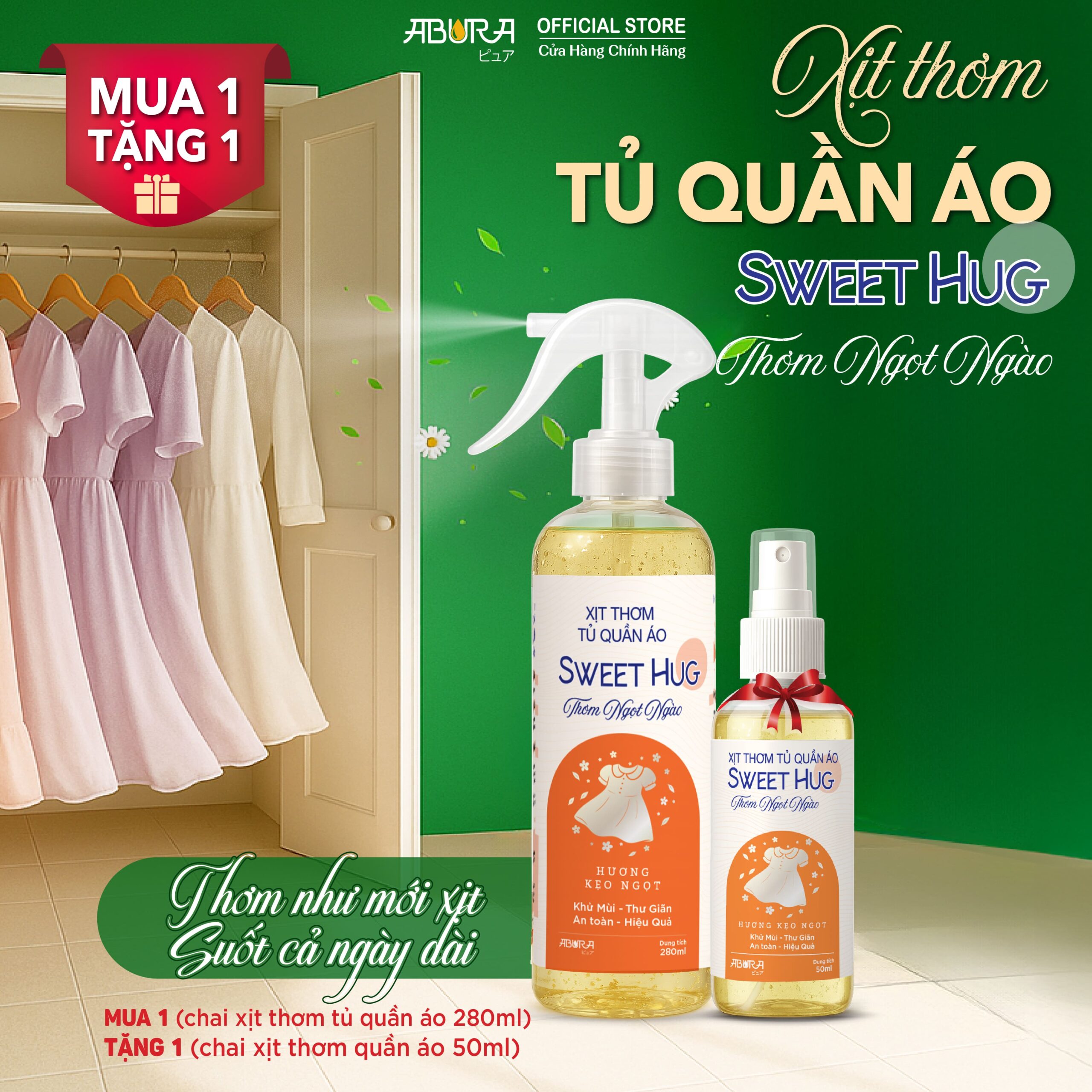 Xịt Thơm Quần Áo Em Bé Ngọt Ngào Sweet Hug Khử Mùi Hôi, Lưu Hương Dịu Nhẹ An Toàn