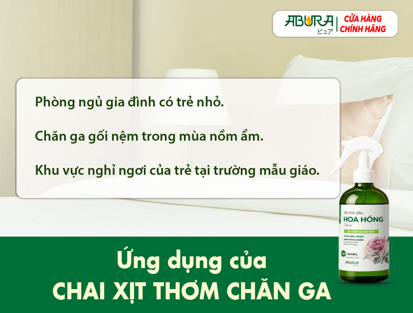 Khu vực sử dụng Xịt Thơm Chăn Ga