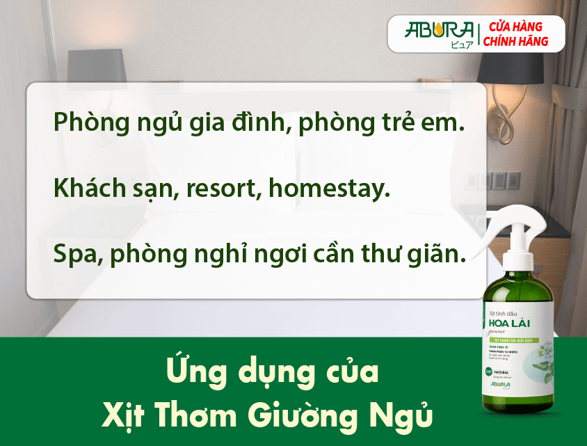 Khu vực sử dụng Xịt Thơm Giường Ngủ