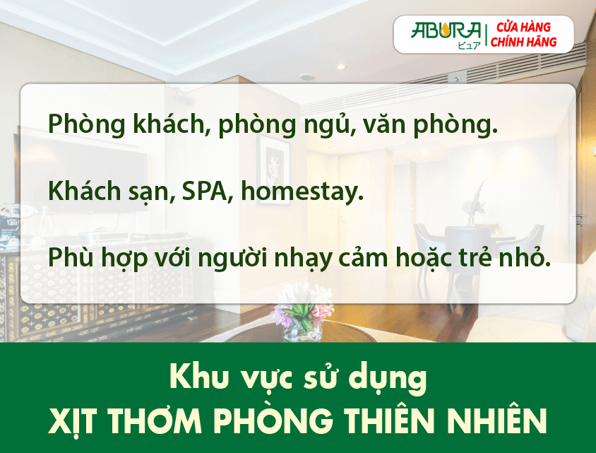 Khu vực sử dụng phù hợp Xịt Thơm Phòng Thiên Nhiên