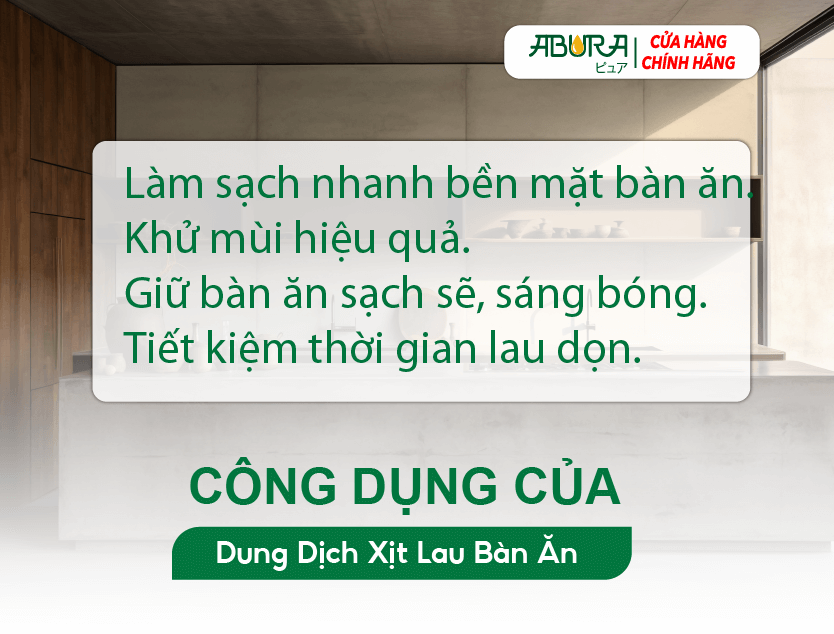 Công dụng của Dung Dịch Xịt Lau Bàn Ăn