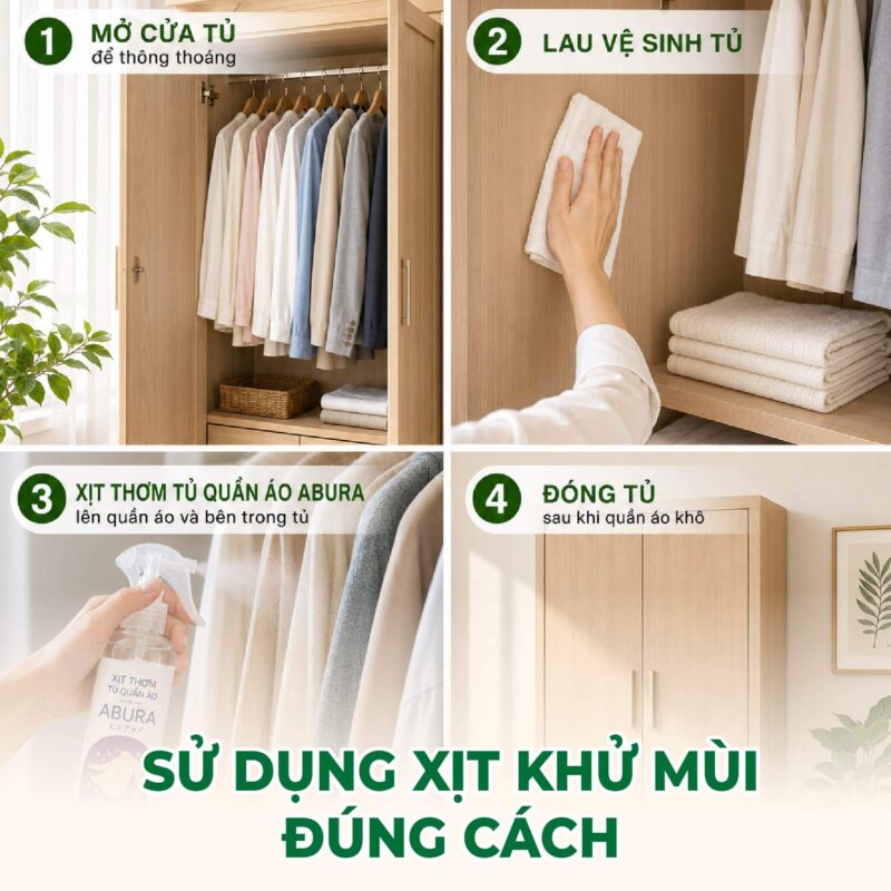 Hướng dẫn cách sử dụng xịt khử mùi tủ quần áo đúng cách để đạt hiệu quả tốt hơn