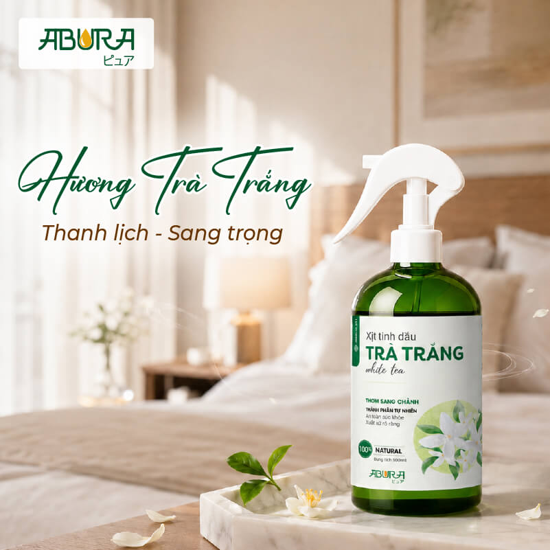 Xịt thơm Trà Trắng ABURA phù hợp cho khách sạn, phòng máy lạnh và không gian lưu trú cao cấp